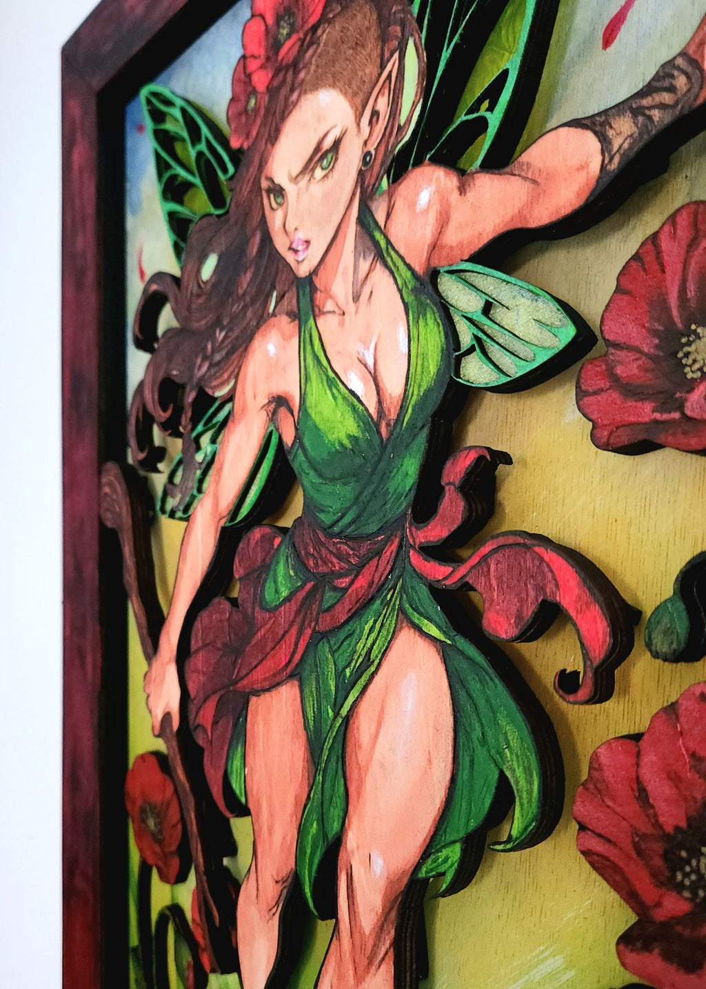 L'elfe des coquelicots - Tableau relief lumineux