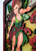 L'elfe des coquelicots - Tableau relief lumineux
