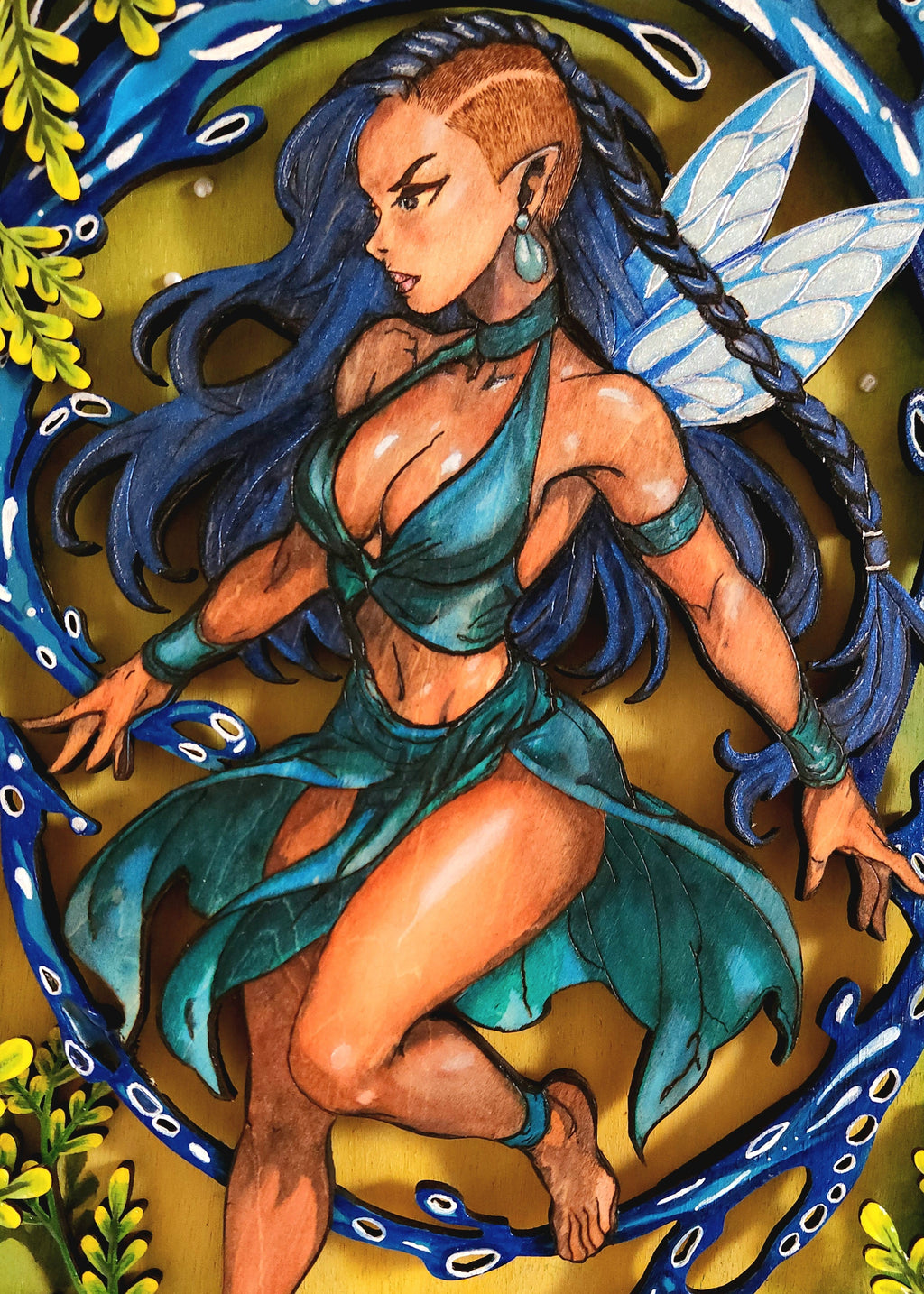 L'elfe de l'eau - Œuvre lumineuse en relief